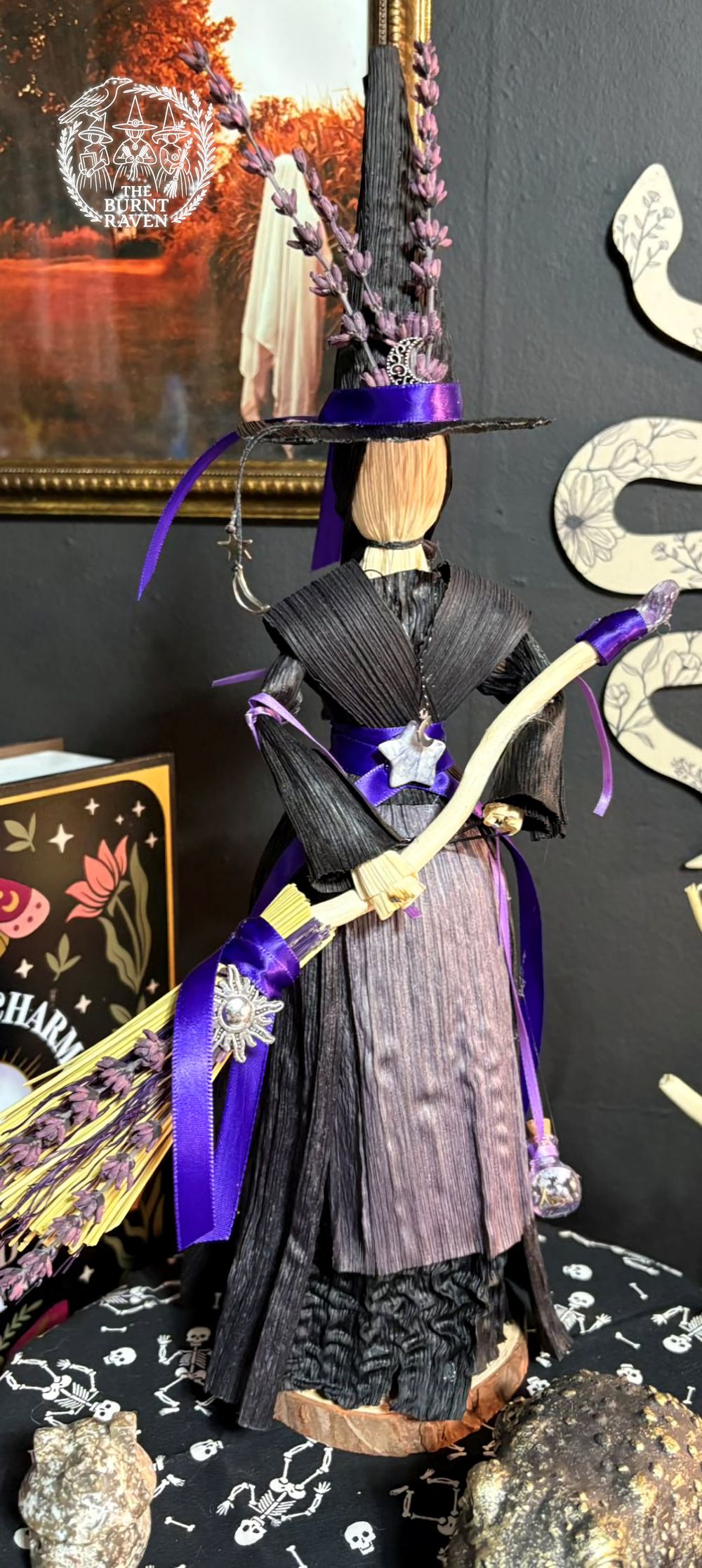 Custom Corn Husk Witch — Black Dress (Made to Order)